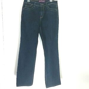Gloria Vanderbilt Dark Wash Straight Leg Jeans Flap Pockets 12 Classic Denim